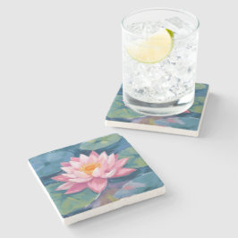 Lotusbloem Waterlelieblad Aquarel Stenen Onderzetter