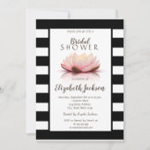 Lotusbloem Zwart Witte Strepen Bruidsmeisjesfeest Kaart (Voorkant)