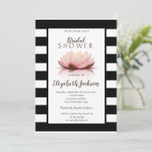 Lotusbloem Zwart Witte Strepen Bruidsmeisjesfeest Kaart (Staand voorkant)