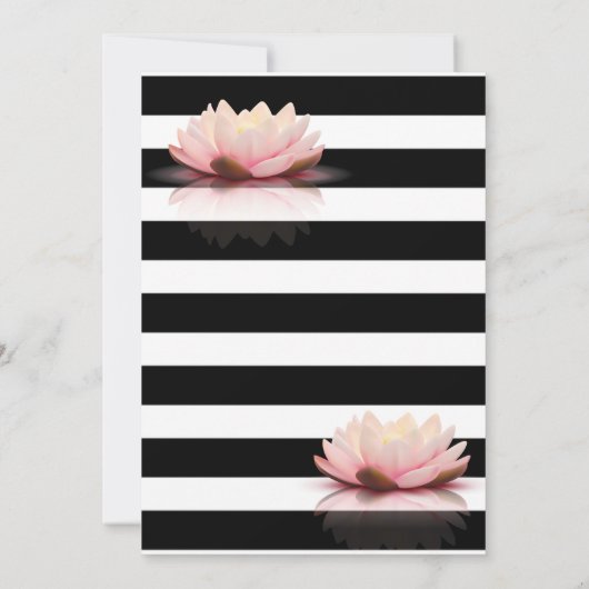Lotusbloem Zwart Witte Strepen Bruidsmeisjesfeest Kaart (Achterkant)