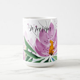 Lotusbloemen Bloeien Lila Paars Aquarel Koffiemok