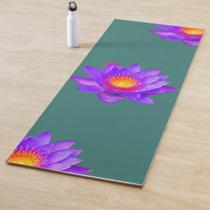 Lotusbloemen op blauwgroen yogamat