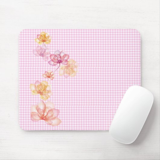 lotusbloemen op gingham muismat (Met muis)