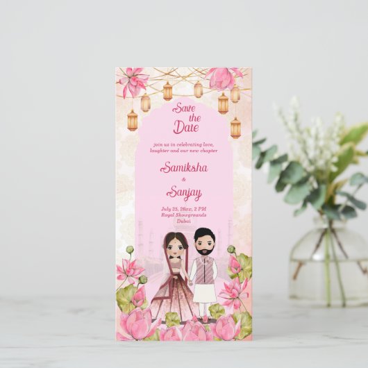 Lotusbloemen schattig bruidspaar Indische bruiloft (Staand voorkant)