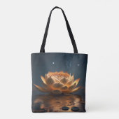 Lotusbloemenmeer Donker Tote Bag (Achterkant)
