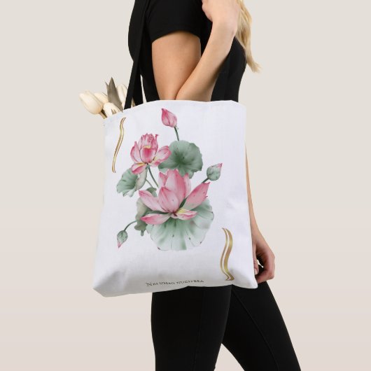 Lotusbloemontwerp Tote Bag (Dichtbij)