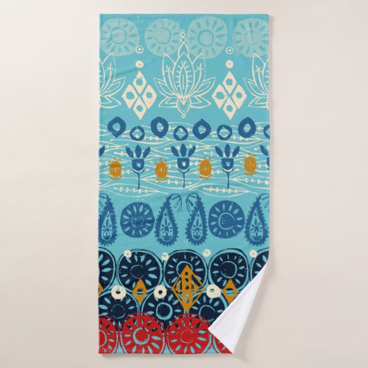 lotusblokblauw badhanddoek (Badhanddoek)