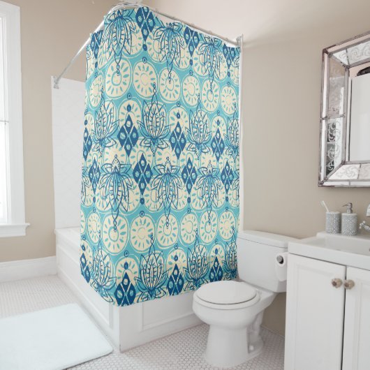 lotusdiamantblauw douchegordijn (In situ)