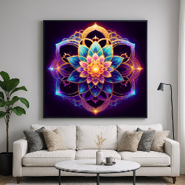 Lotusembleem - Levendig Geometrisch Bloemmotief Ab Poster