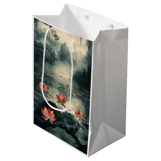 Lotusmeer bij Maneschijn (2) Medium Cadeauzakje (Voorkant Gekanteld)