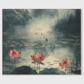 Lotusmeer in het maanlicht (2) cadeaupapier (Vlak)