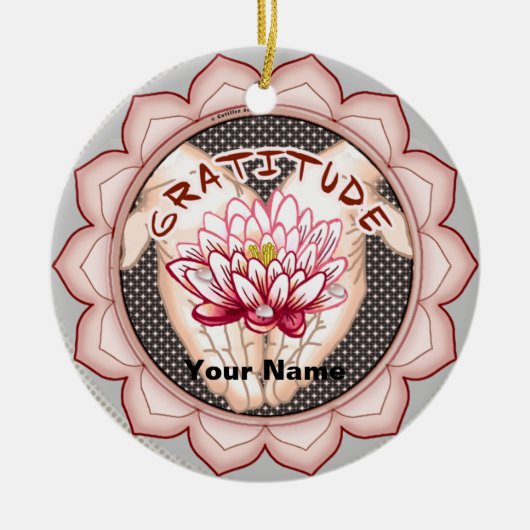 Lotusornament van dankbaarheid keramisch ornament (Voorkant)