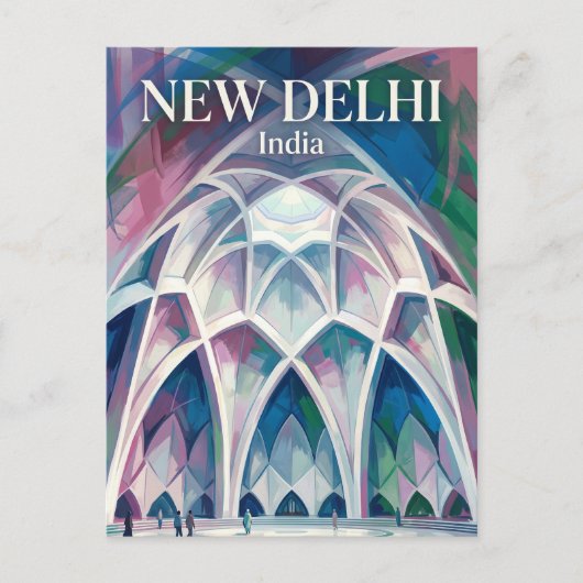 Lotustempel India Briefkaart (Voorkant)