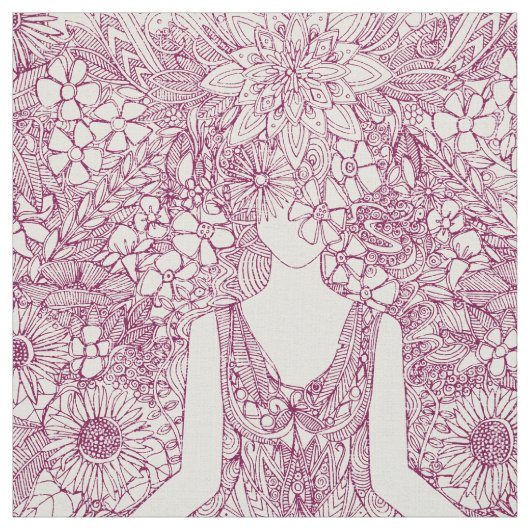 lotustuin plum yoga floral stof (Swatch)
