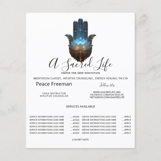 Lotusverlichting | Hamsa-handontwerp Flyer (Voorkant)