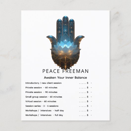 Lotusverlichting | Hamsa-handsymbool Flyer (Voorkant)