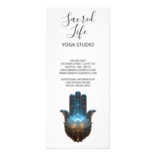 Lotusverlichting | Hamsa-handsymbool Reclamekaart (Achterkant)