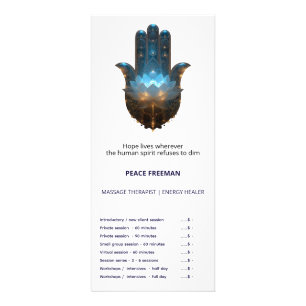 Lotusverlichting Hamsa-handsymbool Reclamekaart