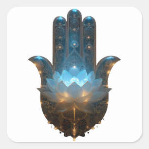 Lotusverlichting   Hamsa-handsymbool Vierkante Sticker