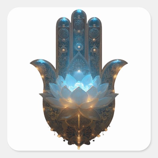 Lotusverlichting | Hamsa-handsymbool Vierkante Sticker (Voorkant)