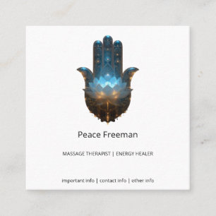Lotusverlichting Hamsa-handsymbool Vierkante Visitekaartje