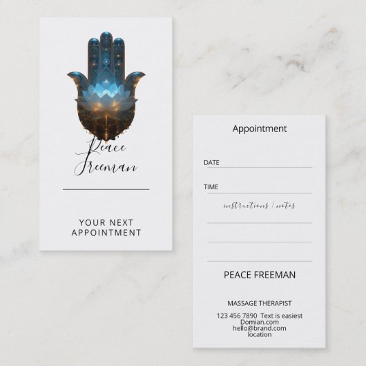 Lotusverlichting | Hamsa-handsymbool Visitekaartje (Voorkant / Achterkant)