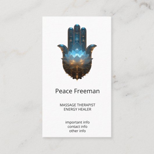 Lotusverlichting | Hamsa-handsymbool Visitekaartje (Voorkant)