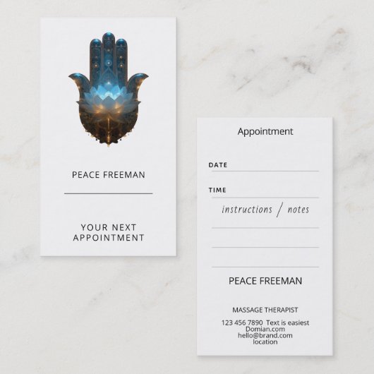 Lotusverlichting | Hamsa-handsymbool Visitekaartje (Voorkant / Achterkant)