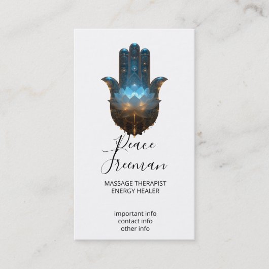 Lotusverlichting | Hamsa-handsymbool Visitekaartje (Voorkant)