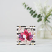 Lotusvrouw | Bloemen | Vlinders Vierkante Visitekaartje (Staand voorkant)