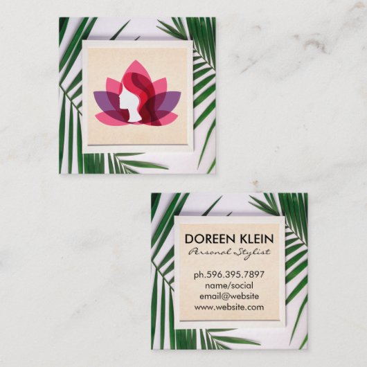 lotusvrouw | Groen verlof Lijst Vierkante Visitekaartje (Voorkant / Achterkant)