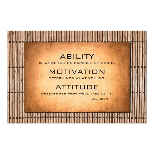 Lou Holtz motivatie prijsopgave en bamboe achtergr Foto Afdruk (Voorkant)