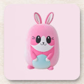 "Lou Lou". Een knuffelig, roze wezen Bier Onderzetter (Voorkant)