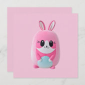 "Lou Lou". Een knuffelig, roze wezen Kaart (Voorkant / Achterkant)