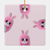 "Lou Lou". Een knuffelig, roze wezen Keramisch Ornament (Achterkant)