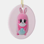 "Lou Lou". Een knuffelig, roze wezen Keramisch Ornament (Rechts)