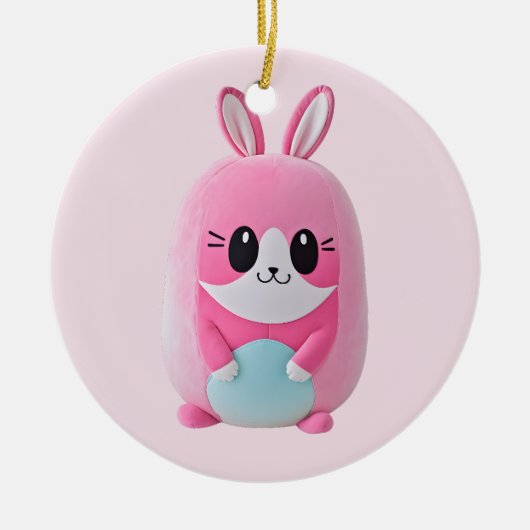 "Lou Lou". Een knuffelig, roze wezen Keramisch Ornament (Voorkant)
