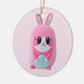 "Lou Lou". Een knuffelig, roze wezen Keramisch Ornament (Links)