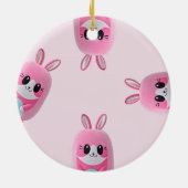 "Lou Lou". Een knuffelig, roze wezen Keramisch Ornament (Achterkant)