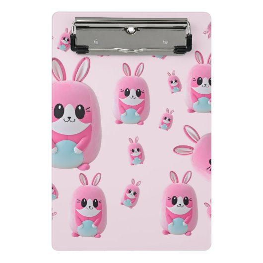 "Lou Lou". Een knuffelig, roze wezen Mini Klembord (Voorkant)