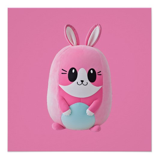 "Lou Lou". Een knuffelig, roze wezen Perfect Poster (Voorkant)