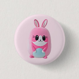 "Lou Lou". Een knuffelig, roze wezen Ronde Button 3,2 Cm