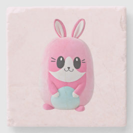 "Lou Lou". Een knuffelig, roze wezen Stenen Onderzetter