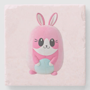 "Lou Lou". Een knuffelig, roze wezen Stenen Onderzetter