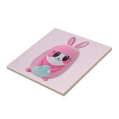 "Lou Lou". Een knuffelig, roze wezen Tegeltje (Zijkant)