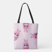 "Lou Lou". Een knuffelig, roze wezen Tote Bag (Achterkant)