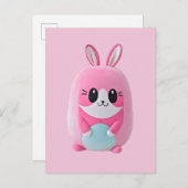 "Lou Lou". Een knuffelig, roze wezen Uitnodiging Briefkaart (Voorkant / Achterkant)