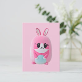 "Lou Lou". Een knuffelig, roze wezen Uitnodiging Briefkaart