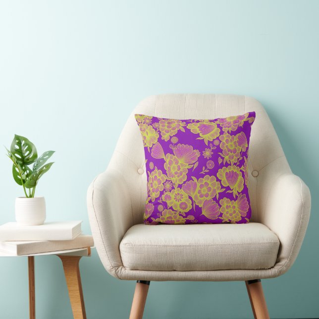 Lou Violet 💜 Barokke Bloemen Kussen (Stoel)