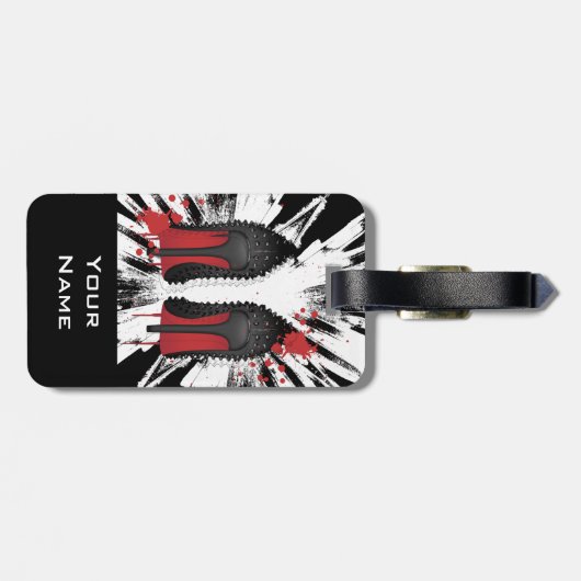 LOUBOUTIN met CRAZY-achtergrond Bagagelabel (Achterkant horizontaal)